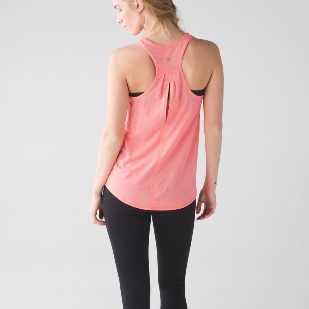 Lululemon Salute The Sun Tank Heathered Yum Yum Pink Racerback - Picture 1 of 8
